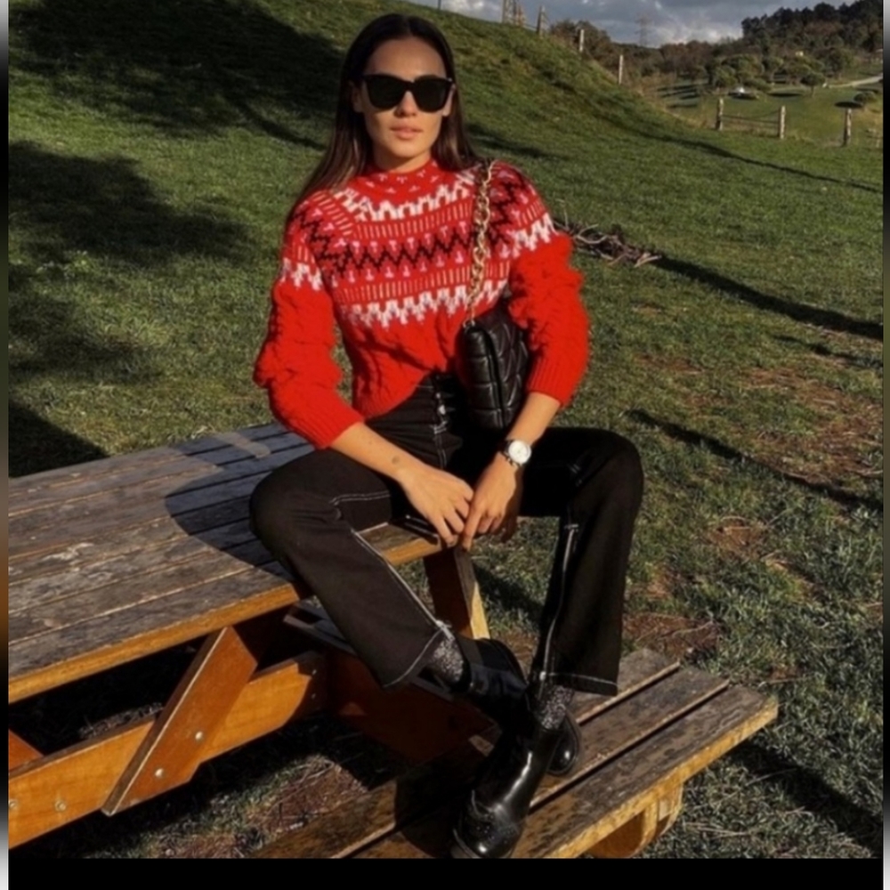 Zara knit jacquard sweater